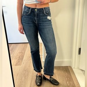 Mid-rise FRAME Distressed Flare Denim